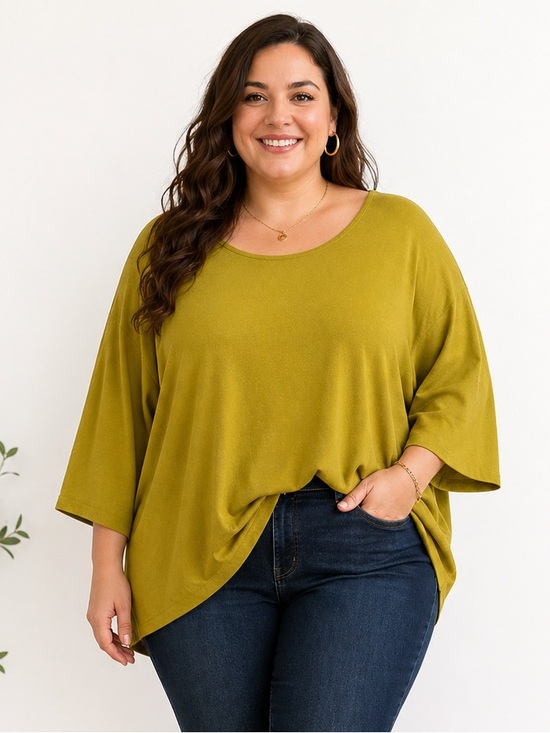 Jones New York Tops - Jones & Co Mustard Oversized Tunic Top Dolman Sleeve 5X